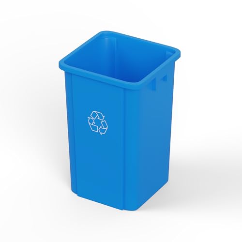 Image of 19 Gallon Blue Square Commercial Trash Garbage Can | Outdoor Office Restaurant School Kitchen
