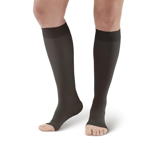 Ames Walker AW Style 291OT Luxury Opaque 20-30 mmHg Firm Compression Open Toe Knee High Stockings Beige Small2