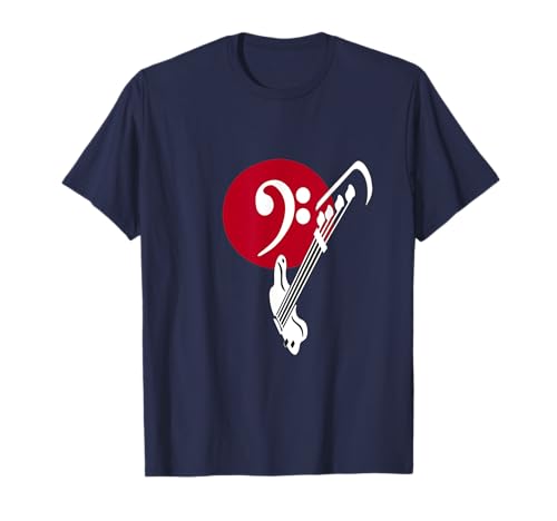 Bass Guitar Design Japanese Flag Musician Camiseta