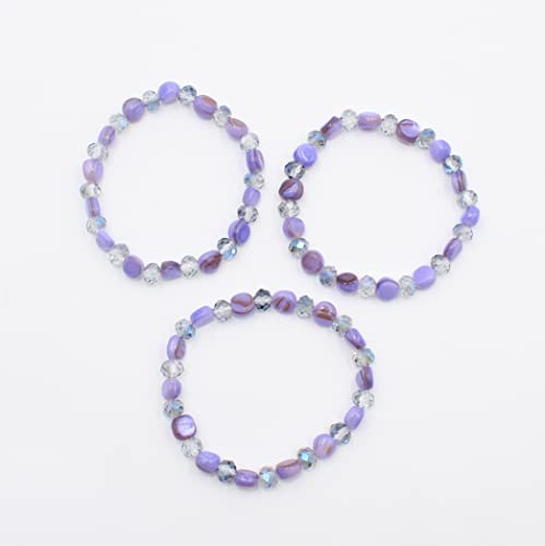Jules D.multi Rows Stackable Stretch Bracelet Colorful Shell Glass Boho Bracelets Trendy Costume Jewelry Gifts For Women (Lavender) #TOP3
