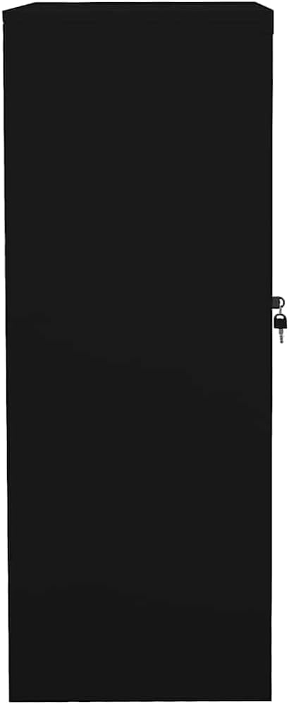 Office Cabinet Black Steel Medium Height-Adjustable Shelves with 2 Adjustable Steel Shelves and Tempered Glass Doors