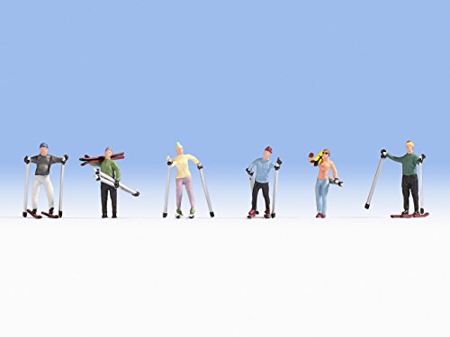 NOCH Skifahrer Miniatur-Figuren Set für den Modellbau geeignet für Spur H0 Winterszenen