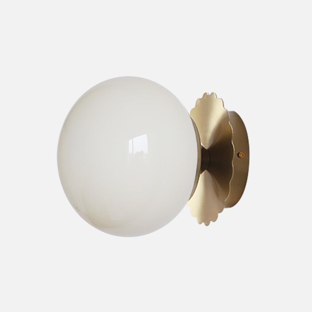 HUAYUSEDF Nordic Retro Hardwired Metal Wall Lamp,E26 Modern Cream Glass Sconce,Living Room Background Corridor Light Fixture,7Inch Globe Kids Bedroom Bedside Pink Mount Lights(Cream Color)