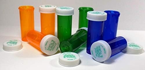 8 Dram Rainbow Tr-Color Mix RX Medicine Vials with Child-Resistant Caps 100 Pack-Pharmaceutical Grade Product