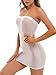 Linjinx Women's Strapless Oil Glossy Shiny Miniskirt See Through Package Hip Transparent Dress White Medium
