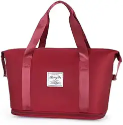 Bolsa Mala de viagem academia dobrável de grande capacidade portátil leve impermeável tecido Oxford bolsa esportiva À Prova D'Agua Multiuso de separação seca e molhada (VERMELHO)