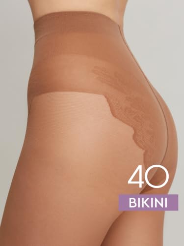 Image of Conte Women's Lace Top Patterned Panties Pantyhose Tights Bikini 40 Den