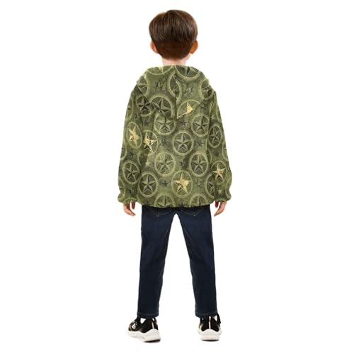CHIFIGNO Vintage Military Star Toddler Boys Polar Fleece Lined Winter Jackets, Toddler Boy Jacket with Hooded 3T4