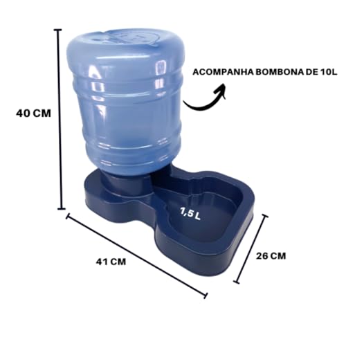 Bebedouro Pet Automático Grande Porte Com Bombona Galão de 10 Litros Cães e Gatos (Preto)