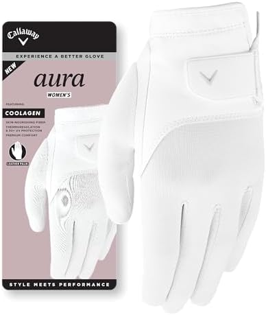 Callaway Golf Women's Aura Glove (Left,Ladies,Large,White)