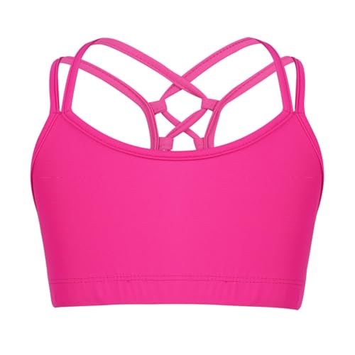 Children Girls Crisscross Strappy Back Sports Bra Tops Gymnastics Ballet Dance Wear Workout Crop Tops