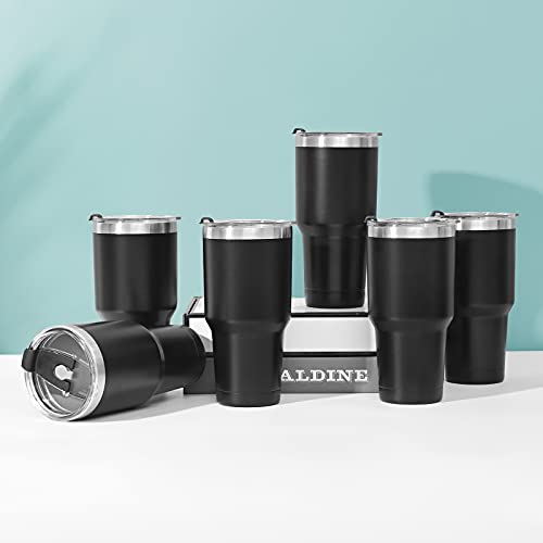 12 Pack Stainless Steel Tumblers, 30oz Insulated Tumblers, Double Wall Vacuum Tumbler Coffee Cup, Stainless Steel Travel Mug with Lid and Straw, Durable Powder Coated Insulated Coffee Cup, Black - Image 3