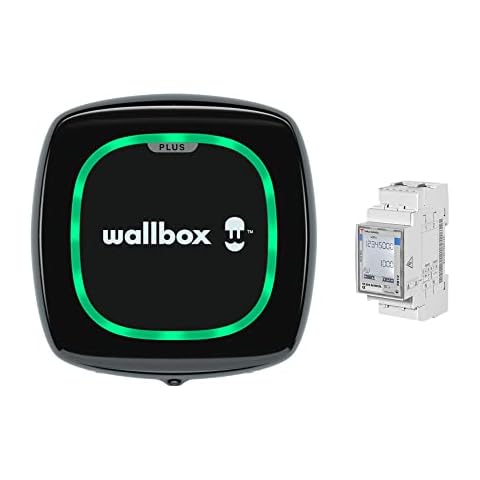 Wallbox Pulsar Plus Solar Charging Bundle - Electric vehicle charger (7.4kW , 5 Meters, Type 2, Earthing Protection, WiFi, Bluetooth, OCPP, Interior/Exterior) Black + Power Boost Single Phase Cover