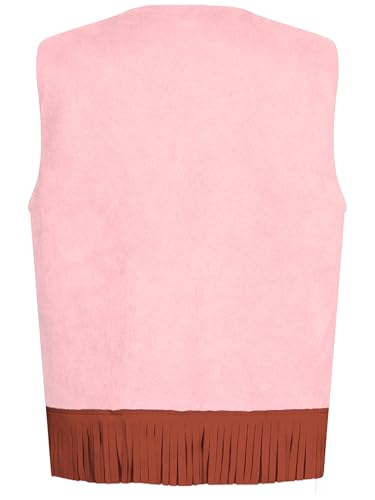 renvena Cowboy Cowgirl Fringe Vest for Kids Sleeveless Open Front Waistcoat Vest Western Dress Up2