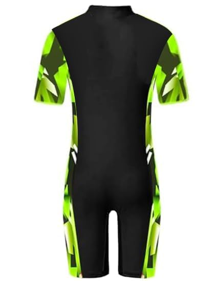 AKIBA One- Piece Swimming Costume for Kids | Quick Dry, Poly Spandex with UV Protection, Soft & Stretchable, Smooth Zipper Closure Swim Suit for Girls & Boys Green 1