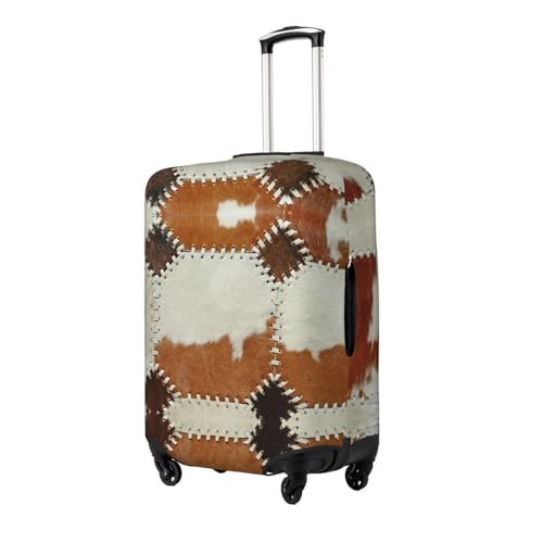 Spandex Travel Luggage Cover Printed Vintage Cow Print Double-Sided Suitcase Protector Bag,Dust-Proof Anti-Scratch Washable Baggage Covers For Kid Adult,Medium2