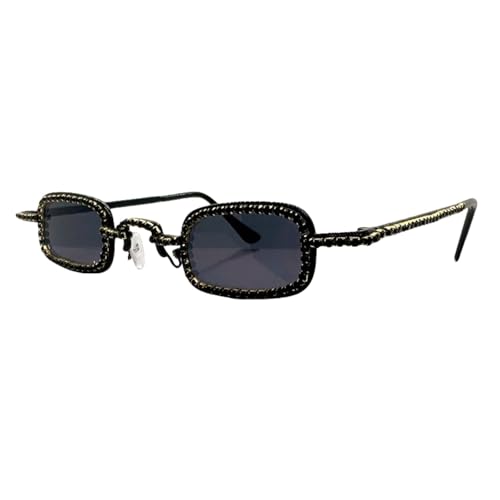 Lunettes de soleil rectangulaires en métal pour femme UV400 luxe chic