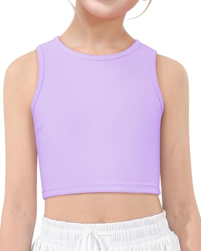 Image of HASMES Girls Athletic Tank Tops Sleeveless Basic Dance Crop Tops for Kids