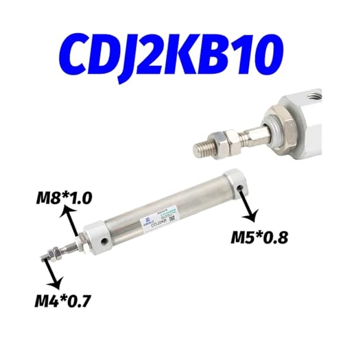 Microcilindro neumático CDJ2KB10 con vástago antigiro y carrera de 80mm 3