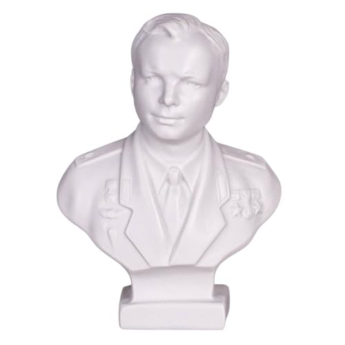 danila-souvenirs Soviet Russian USSR Cosmonaut/Astronaut/Spaceman Yuri Gagarin Marble Bust Statue Sculpture 12 cm white