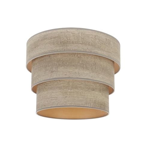 Lámpara de comedor con pantalla colgante triple E27 de madera gris para salón 2
