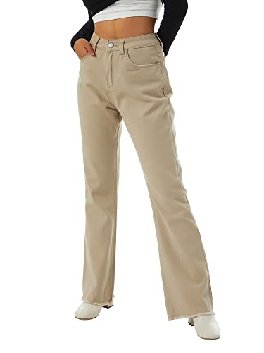 Women High Waist Straight Leg Jeans Baggy Denim Pants E Girl Flared Trousers Streetwear