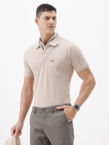 Image of CROCODILE Men's Solid Casual Wear T-Shirt | Polo Neck | Half Sleeves | Pull On | Regular