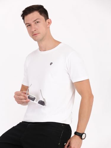 Image of Macroman M-Series Smartz Basics Half Sleeve Round Neck Stretch T-Shirt for Men, Cotton Blend (Pack of 1)
