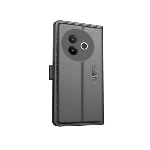 Image of AIBEX Compatible for Compatible for Vivo Y39 5G Flip Cover Leather Finish with Magnatic Closure | Inside TPU with Card Pockets | Wallet Stand | Complete Protection Flip Case -Black