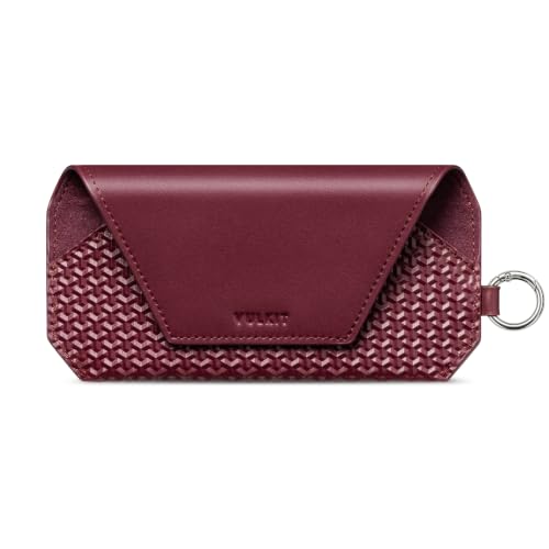 Image of VULKIT Portable Leather Eye Glasses Case for Women & Men, Slim Sunglass Case, Unisex Eyeglass Case