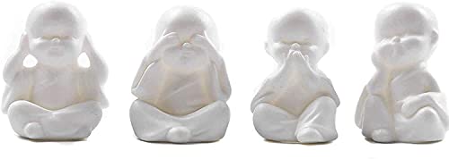 Figurine Bouddha statue moine 4pcs déco salon meuble TV
