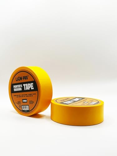 Image of Lion-Pro Painter's Masking Tape, 1.4 Inch Wide (1.4 in. x 55 Yds), Professional-Grade, High Adhesion, Ideal for Multi-Surface Use, 1 RolL (1, Chrome Yellow, 1.4 INCH)
