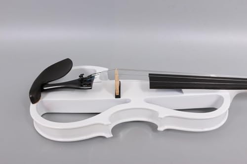 Image of Vetimobato Electric Violin 4 /4 Full Size Solid Wood Silent Violin Set for Adults Beginner Practice Electric Fiddle with Ebony Fittings Hard Case & Bow(4 String White)