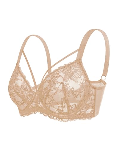 Image of HSIA Minimizer Bras for Women Full Coverage, Unlined Lace Sexy Plus Size Underwire Bra for Large Breasts