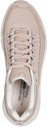 Skechers Women's D'lux Walker 2.0 Golden Step Trainers, Taupe Leather Gold Trim, 83