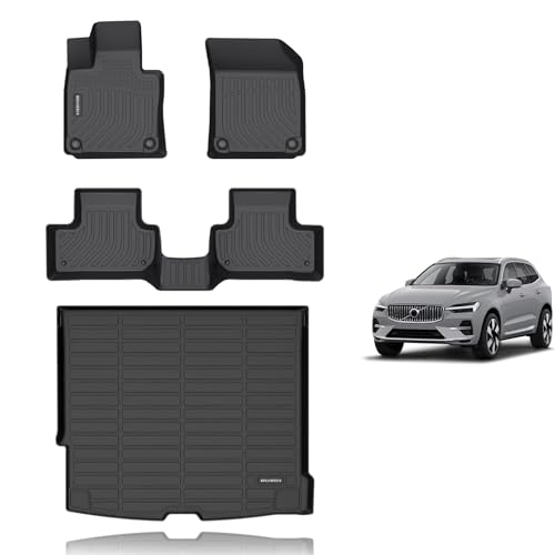 KELCSEECS® Tapetes de chão e forro de carga personalizados para Volvo XC60 2022-2025 Recharge All Weather Protection TPE Forro de piso dianteiro e traseiro conjunto completo acessórios de recarga
