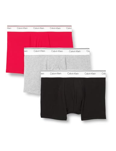 Calvin Klein Herren 3er Pack Boxershorts Trunks Balance mit Logobund, Mehrfarbig (Empower/Grey Heather/Black), XL