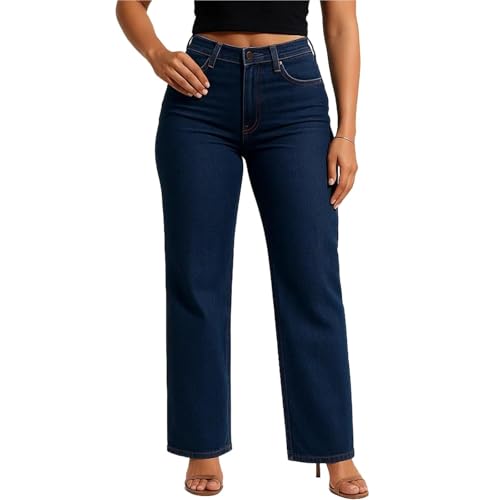 Valvari Jeans, Mid-Low Rise Stretch Wide Leg Sweatpant Jeans with Tummy Control, Relaxed Baggy Fit Denim Pants