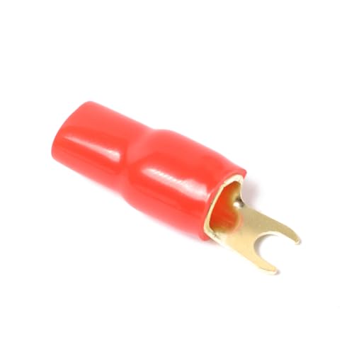 KICHOUSE 2 Pairs Spade Terminal Speaker Wire Connectors Crimp Barrier Spades Copper Spade 8ga Terminal Spade Fork Adapters Crimp Terminals