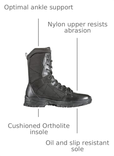 Image of 5.11 Tactical Men's Fast-Tac 8″ Boot - Cushioned Tactical Duty Boot with Slip-Resistant Sole, Black, Style 12387