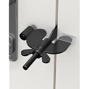 Upgraded Portable Door Lock Home Security Hotel Door Locks for Travelers with Protective Silicone Caps, Travel Lock for Hotel Door Toolless Installation – Ideal for Travel Hotel Home Apartment, Black