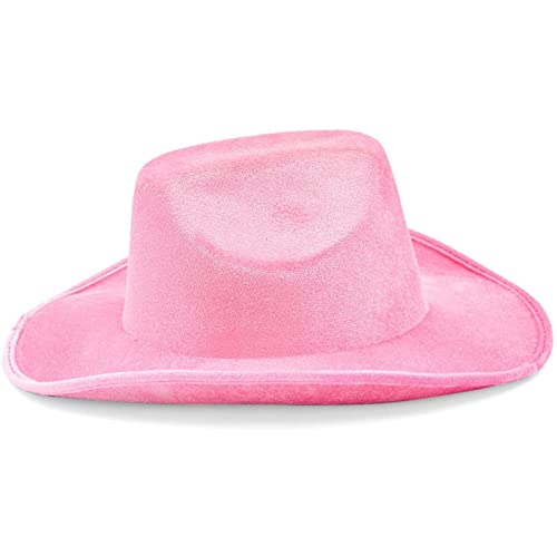 Zodaca 4 Pack Western Cowboy Hat For Women, Velvet Pink Cowgirl Hat For Halloween Costume, Birthday, Bachelorette Party (Adult Size) #TOP4