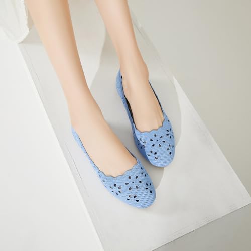 Image of BABUDOG Mesh Ballet Flats Shoes for Women,Womens Flats Dressy Comfortable,Women's Dress Shoes with Flower Eyelets,Slip on Casual Walking Flats