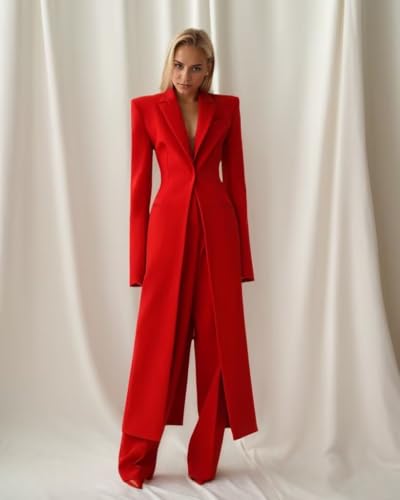 Business Womens Suit Luxury Office Work 2 Piece Tuxedos Street Shoot Long Blazer Pants Slim Fit Suits for Women3