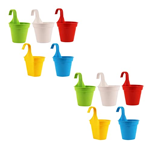 Image of Amazon Brand - Umi Plastic Small Hook Hanging Pot for Balcony, Size - 20.5 x 14.5 x 8.5 cm (Pack of 10, Multicolor)