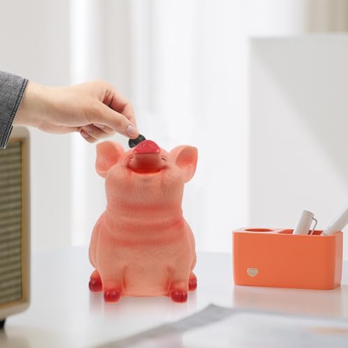 VOSAREA Coin Bank,Adorable Pig Shaped Coin Bank Money Box Piggy Bank Saving Pot Birthday Gift Size L