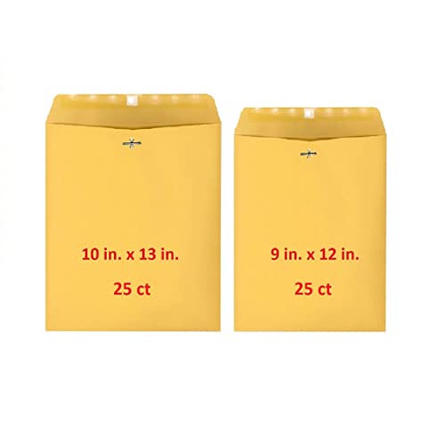 Envelopes de fecho de 2 tamanhos 12,7 kg, fecho de goma de papel kraft, 25 ct 23 x 30,5 cm, 25 ct 25