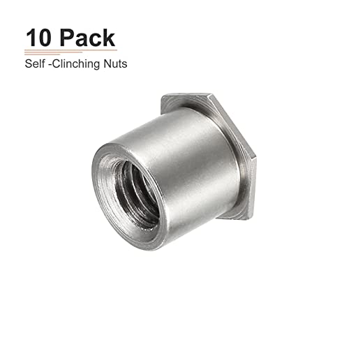 DTGN M6 x 1mm Selbstklemmende Abstandsmuttern - 10er Pack - Gut für die Bauindustrie - Karbonstahl-Drucknietmutter - Silber