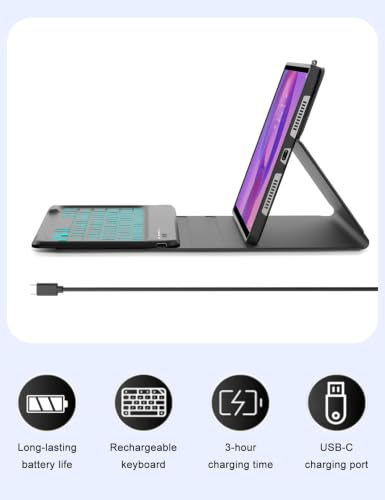 Teclado Lenovo Idea Tab Plus 12.1 funda tipo libro con luz para proteger el lápiz 7