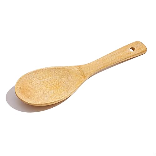 Natural Bamboo Rice Paddle Spoon, Wooden Utensil Set For Cooking, 8 Inch Home Kitchen Rice Scooper